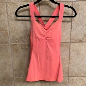 Lululemon tennis workout running top, pink/salmon color size 6